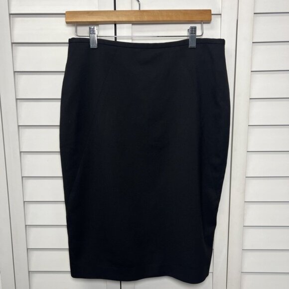 Brooks Brothers Tollegno Italy 100% Wool Lined Slit Pencil Skirt Size 6 Black - Picture 1 of 8